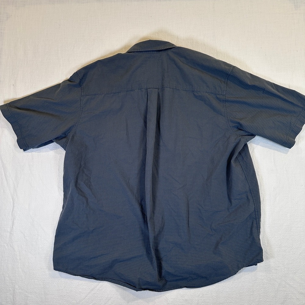 Eddie Bauer Mens 3XL Tall Blue Micro Check Short Sleeve Button Up Shirt Pocket - Picture 14 of 16